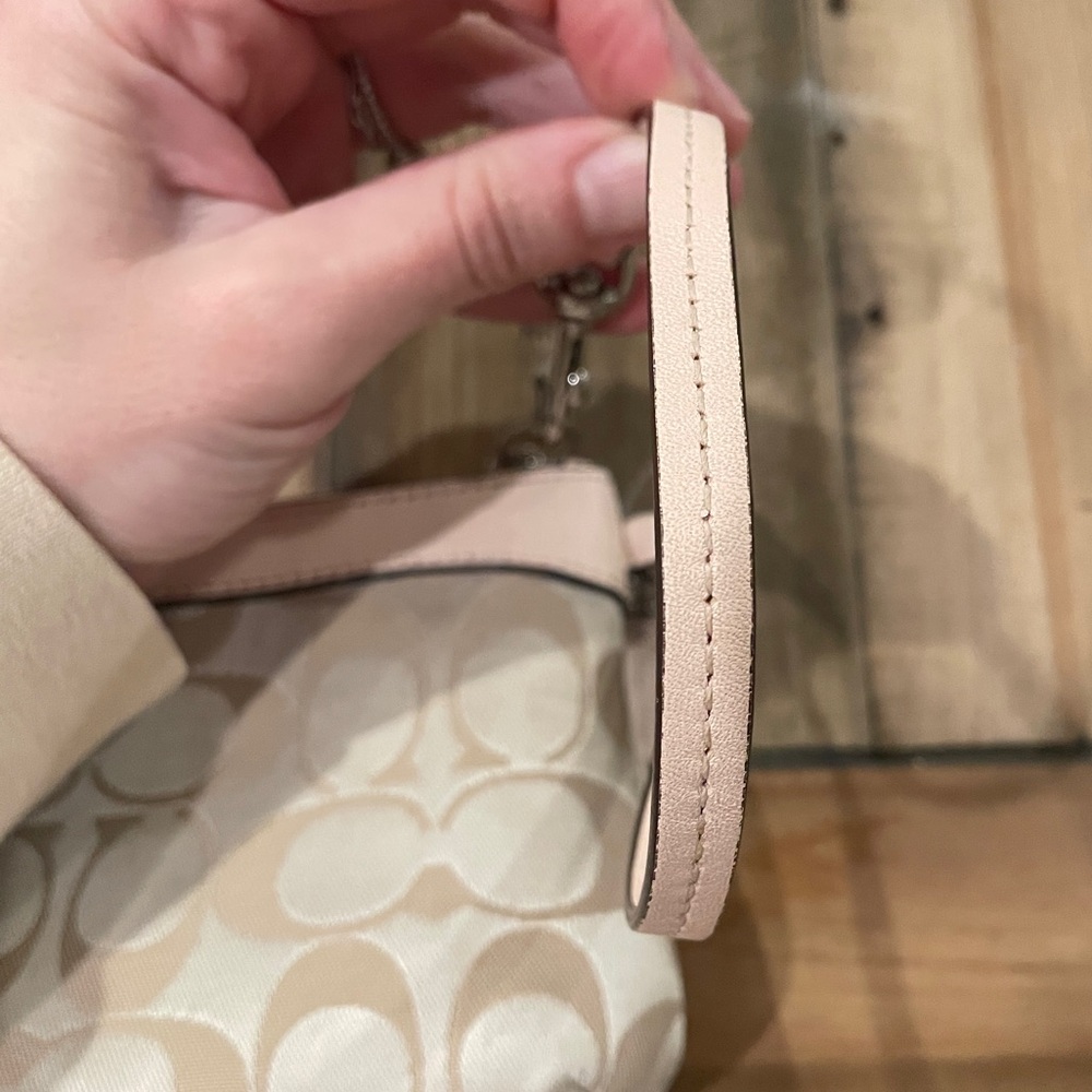 Coach Signature Beige and Pink Wristlet - Picture 6 of 7